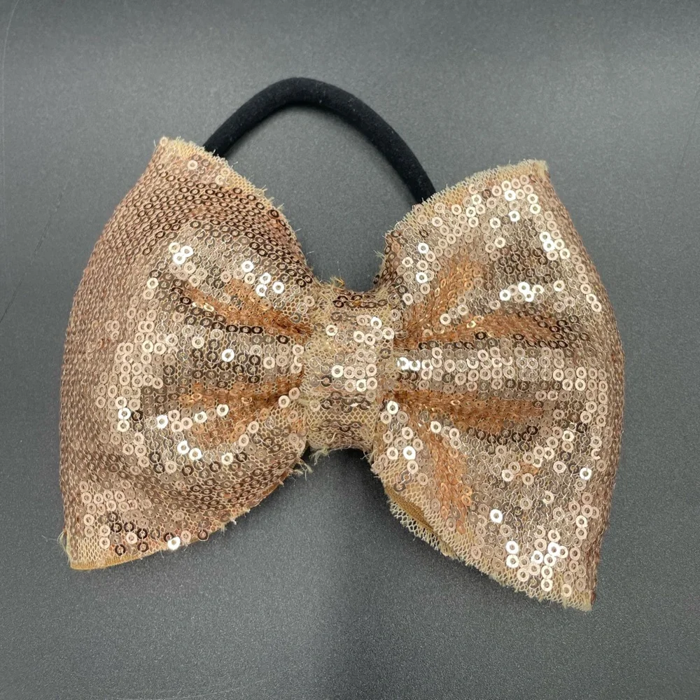 Girls OS Gold Sequin Handmade Headband Bow